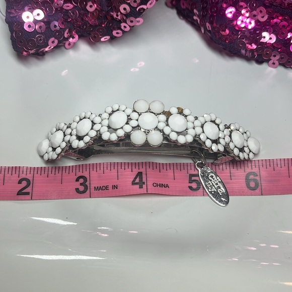 CÄRA N.Y. WHITE CRYSTAL HAIR CLIP VINTAGE - Picture 8 of 9